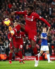 Divock Origi's in action for Liverpool against Everton